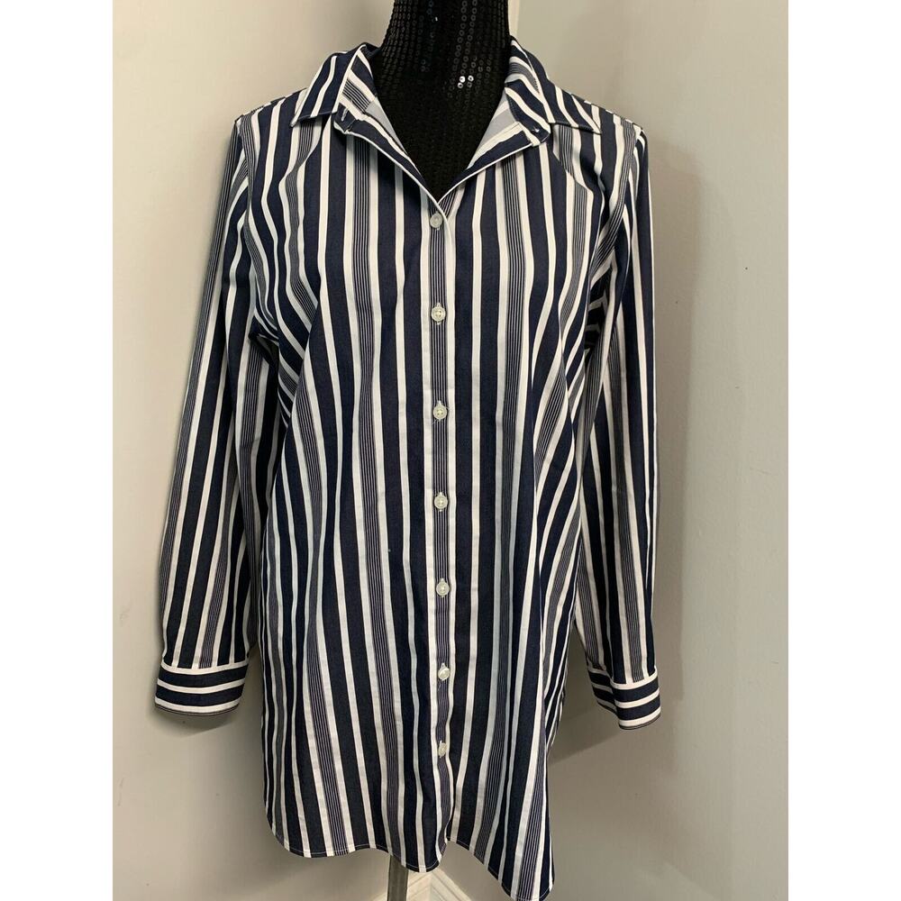 New Chicos Lively Stripe Tunic Blue/White 2 Women's Was$ 99 A41